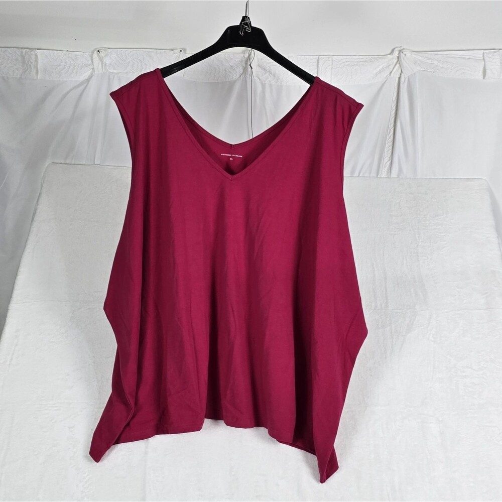 Universal Standard Tank Top Women's 4XL Pink Pima Cotton Plus Size Double V-Neck